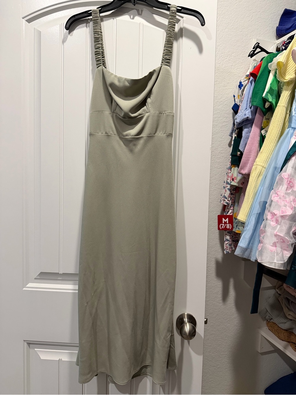 Abercrombie & Fitch Sage Green Square Neck Open Back Midi Dress